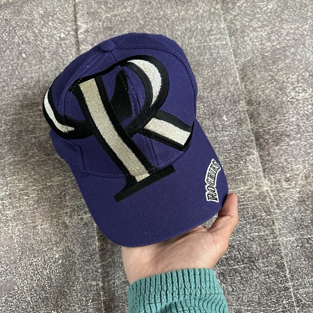 Men's Vintage 90's The Game Colorado Rockies Big Logo Purple Snapback Hat Cap